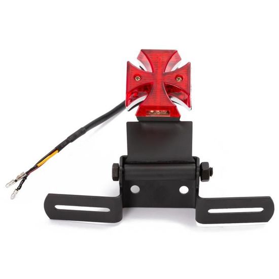 Feu Arrière Moto Custom Noir - Éclairage Plaque Immatriculation LED - Universel 12V
