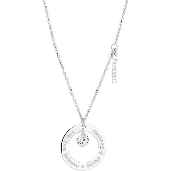 Vanbelle bijoux en argent sterling "l'amour entre une mere et sa fille est pour toujours " collier pendentif cercle et barre 