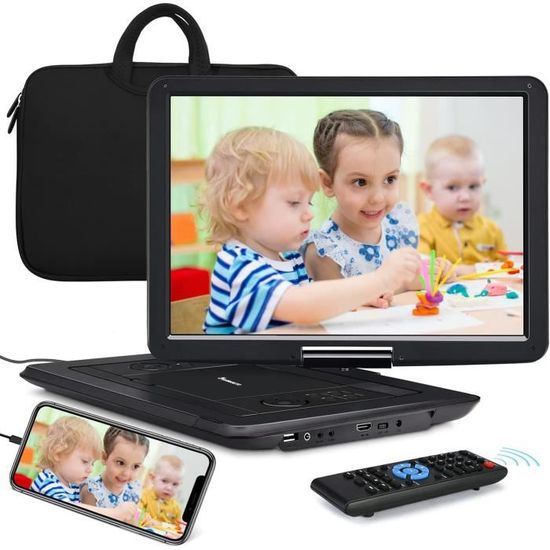 Naviskauto 17,5'' Lecteur DVD Portable Voiture Grand Ecran 16 Pouce pour Enfant avec Sacoche de Transport Supporte HDMI Input,Vidé
