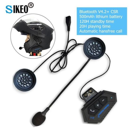 Casque d'Écoute Bluetooth V4.2 Pour Moto, Main Libres, Réduction du Bruit,  Microphone, Micro - Cdiscount Auto