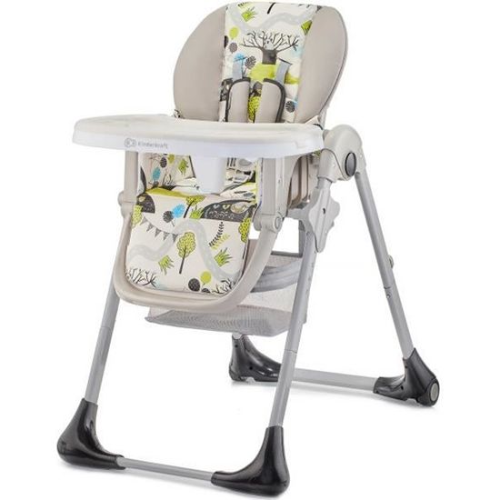 Kinderkraft Chaise haute bébé TASTEE Plateau réglable Tablette amovible Roulettes - Vert