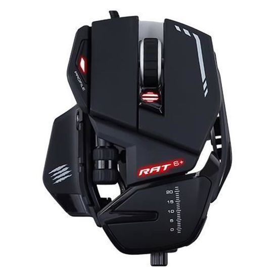 Madcatz RAT 6+ Noire - Souris gamer filaire personnalisable - 11 boutons - LED RGB - 12000 DPI - Pixart PMW3360