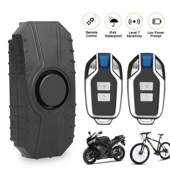 Alarme Antivol Vélo/moto Sans Fil 113 DB - Détection Vibration, Télécommande - Étanche IP55 - Pour Vélo, Scooter, Porte, Voiture - 9