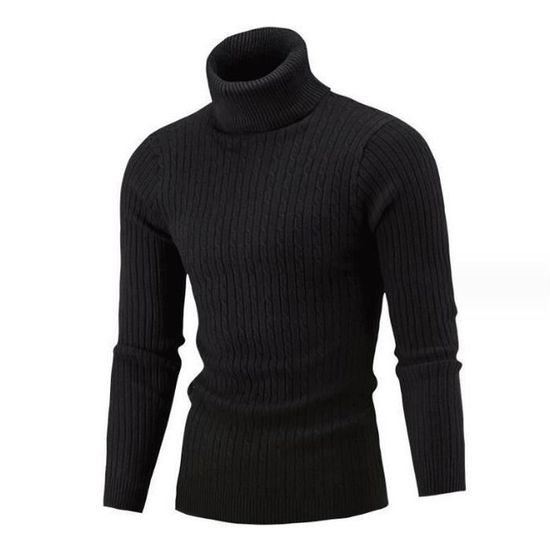 Pull Col Roulé LUVCES Pour Homme - Côtelé, Slim Fit, En Viscose/Polyester/Nylon (Automne/Hiver)