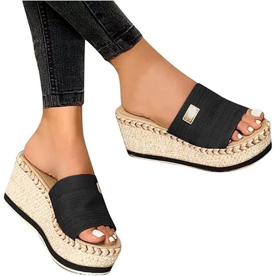 Sandales Compensées JOMIX Femme - Talon 8.5cm Style Espadrille - Pour Plage, Piscine, Été