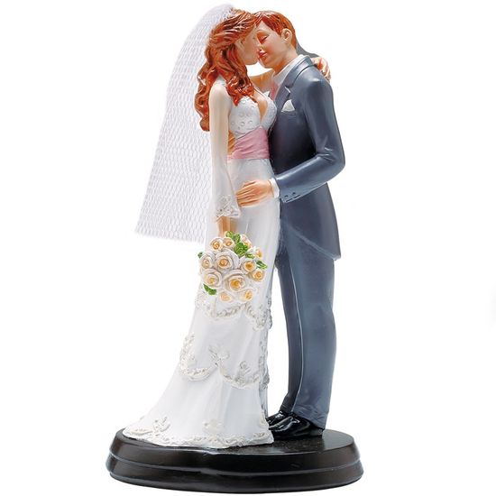 Figurine Couple Mariés En Résine 12x6x4 Cm - Décoration Pour Gâteau De Mariage, Anniversaire, Fêtes