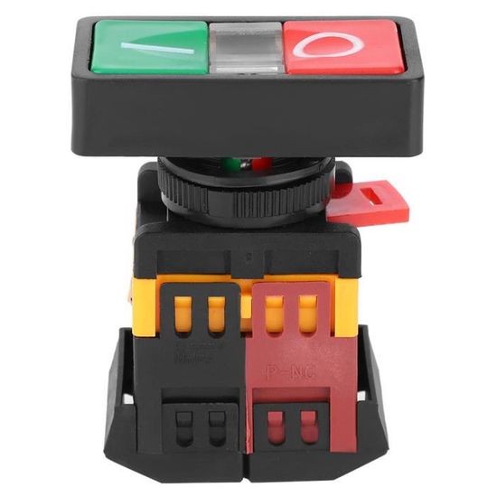 Interrupteur Bouton-poussoir Momentané 22mm - 220V AC, Lumière Jaune, ON/OFF START/STOP - Marque Uxcell