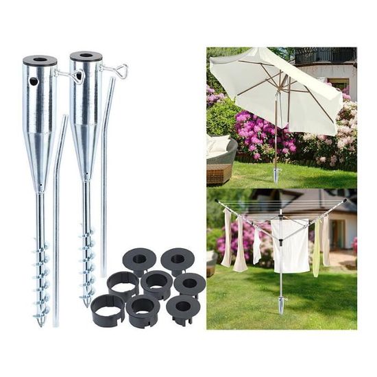 Support Universel Pour Parasol Royal Gardineer - En Métal Avec Pince à étau - Adaptateurs Pour Diamètre 20 à 50 Mm