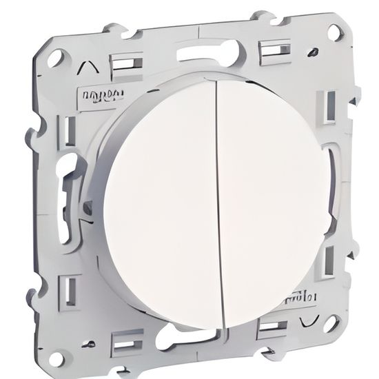 Schneider Electric Odace – Bouton-Poussoir + Va-et-Vient 10A Blanc Brillant – Mécanisme Fiable Et Élégant