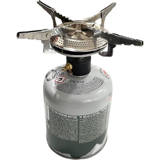 Petit Réchaud de Camping Portable pliable pour Cartouche de Gaz Propane, Butane, Isobutane pour Randonnée et Cuisine