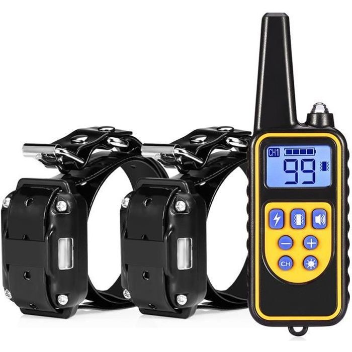 Collier électrique Collier de dressage pour entraînement de chien Etanche Anti-aboiement Télécommande avec 2 récepteurs 3 Modes