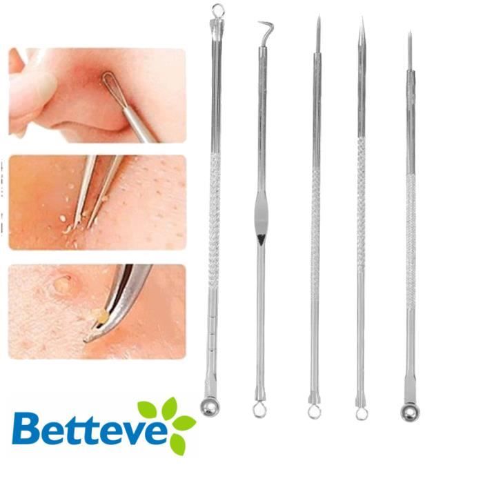 Tire commedon 5pcs/set Aiguilles de suppression de visage pour acné/pimple/comédone Aiguille d'extracteur de point noir BETTEVE