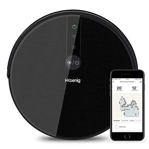 H.Koenig SWRC130 Aspirateur robot Gyro+ WaterMop connecté Wifi laveur serpillière Intelligent Puissant Silencieux Rapide, Autonome 1