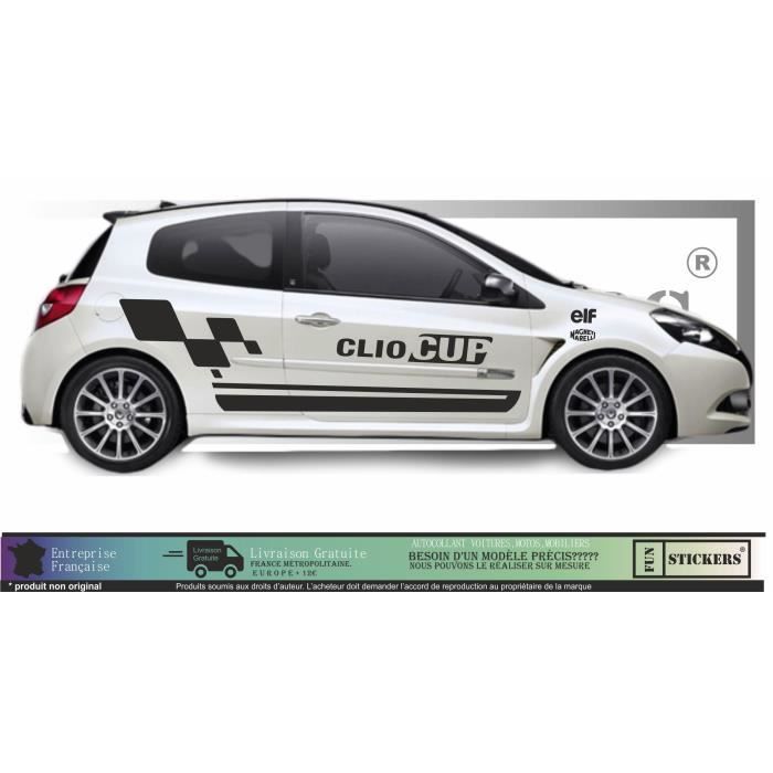 Renault Clio Cup - NOIR - Kit Complet - Tuning Sticker Autocollant Graphic Decals