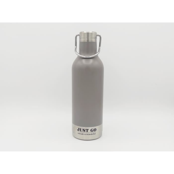 Gourde isotherme just go avec poignet 500ml contenance acier inoxydable inox sans BPA gris grise bouteille style vintage rétro