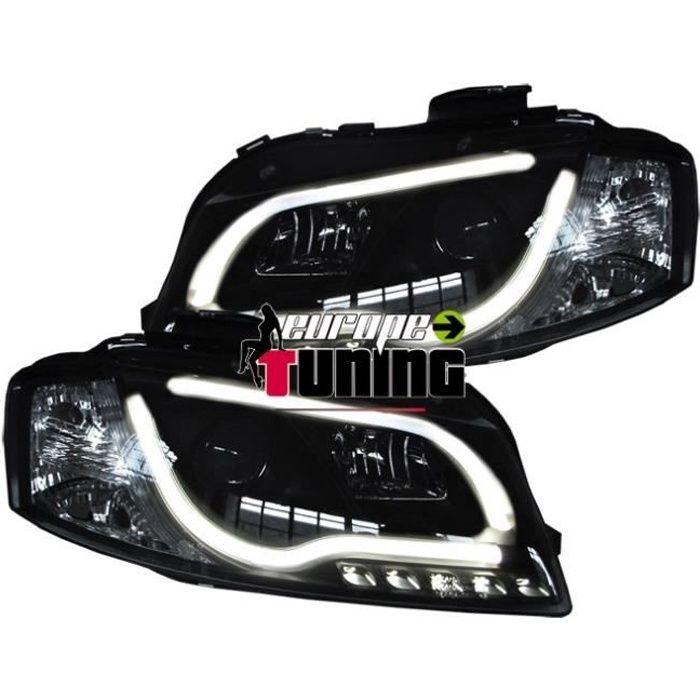 phares design, set AUDI A3, 03-08 cristal/noir SET COMPLET pour: Audi A3 03-08