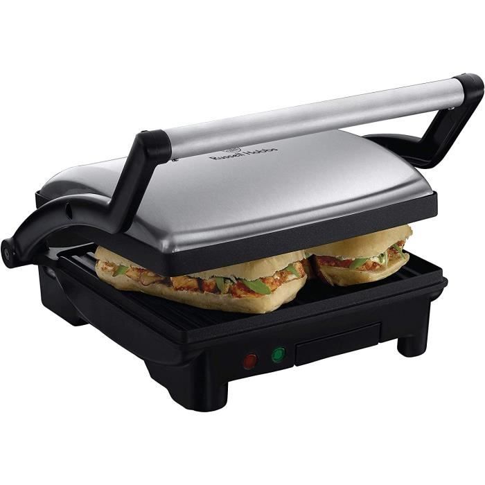 Russell Hobbs Grill 3en1, Cuisson Panini, Viande, Plancha Barbecue de Table, Grande Capacité - 17888-56 CookAtHome