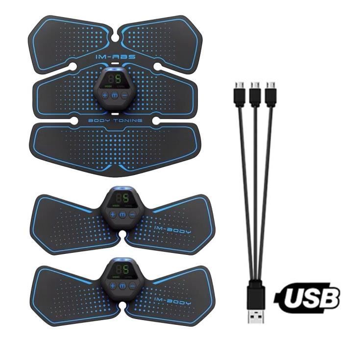 CEINTURE D'ELECTROSTIMULATION,EMS musculation abdominale appareils de Fitness intelligents Machine de Toner musculaire - Type Black