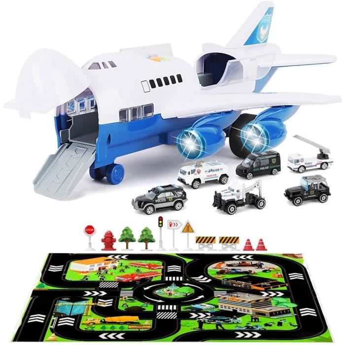 VEHICULE MINIATURE ASSEMBLE ENGIN TERRESTRE MINIATURE ASSEMBLE BeebeeRun Voiture de Police Jouet,Avion Jouet Transporteur de V515