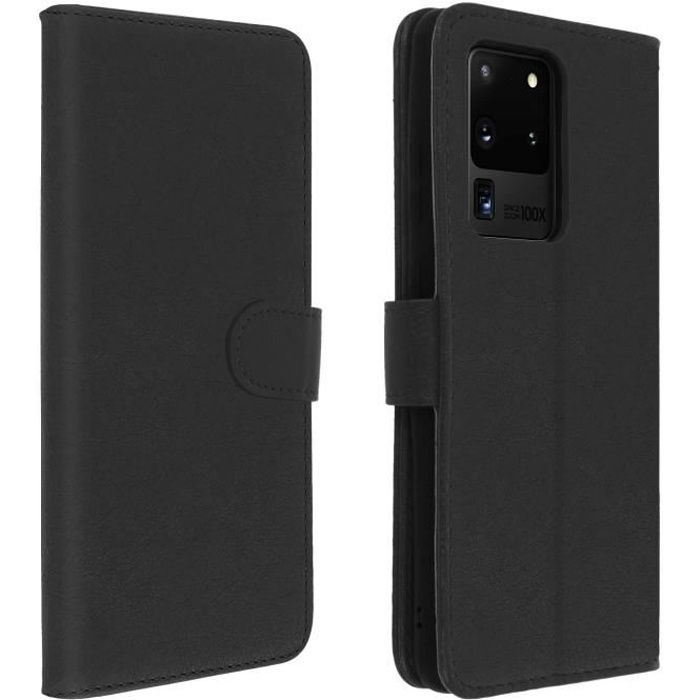 Étui Samsung Galaxy S20 Ultra Housse Intégrale Porte-carte Fonction Support noir Noir