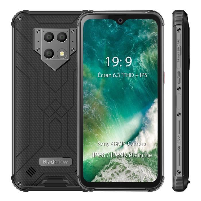 Smartphone Incassable 128Go Blackview BV9800 Écran 6.3- Helio P70 Octa core Étanche IP68 SONY 48MP Caméra Téléphone mobile 4G - Gris
