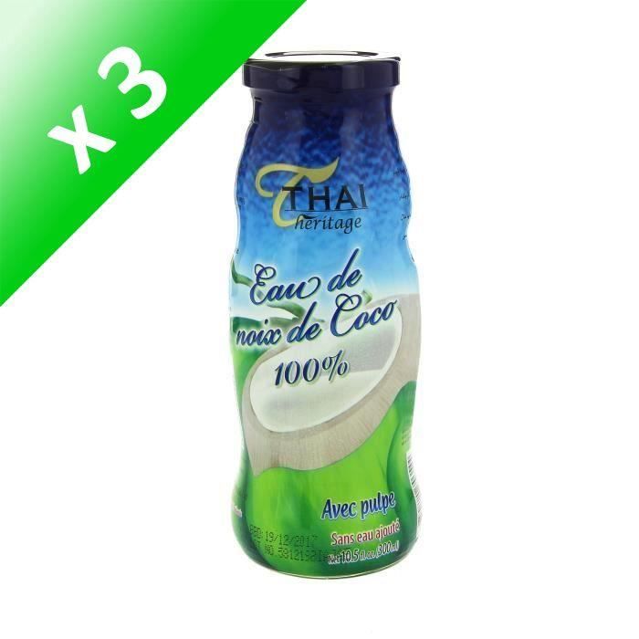 THAI HERITAGE Eau de noix de coco sans colorant artificiel ni conservateurs (Lot de 3x 300 ml)