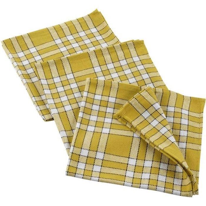 CDaffaires 3 serviettes de table 45 x 45 cm coton tisse traditio Jaune