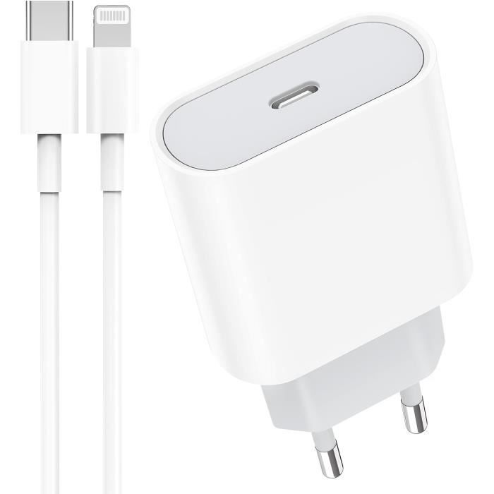 Adaptateur 20W + Chargeur Cable USB-C Rapide Pour iPhone 13/12/11/XR/Xs/Max/8/7