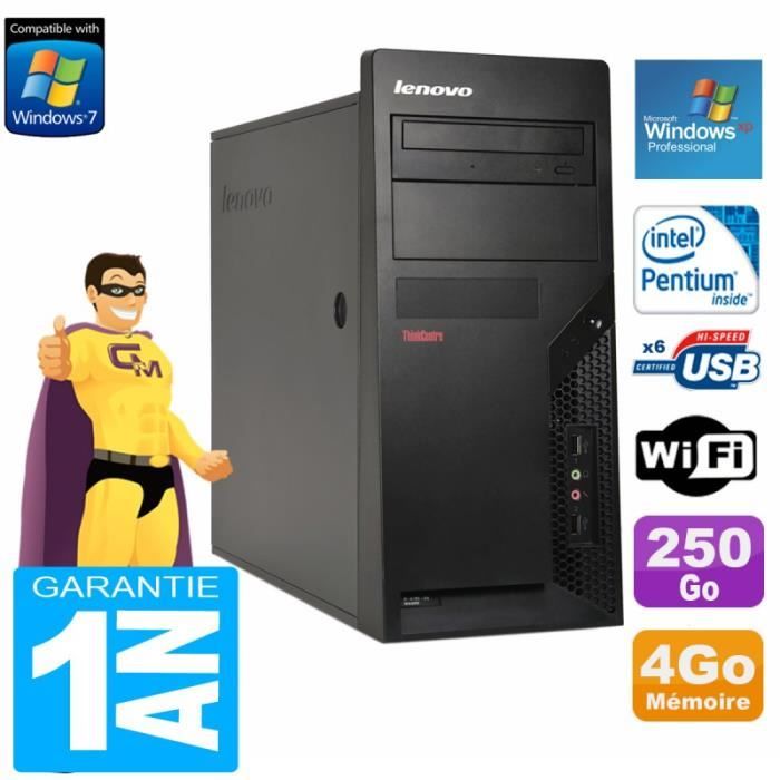 PC Lenovo M58 Tour Intel E5200 RAM 4Go Disque Dur 250Go Graveur DVD Wifi XP Pro