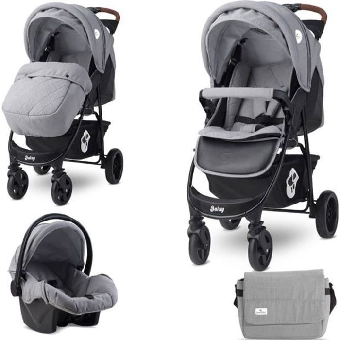 Poussette combinée duo 2 en 1 avec siège auto DAISY SET Lorelli gris