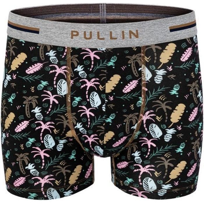 PULL IN Boxer Homme Coton Bio COLORPALM Noir Gris