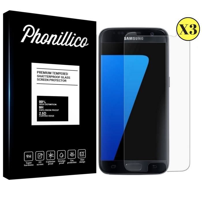 Verre Trempe Samsung Galaxy S7 - [Pack 3] Film Vitre Protection Ecran Ultra Resistant [Phonillico®]