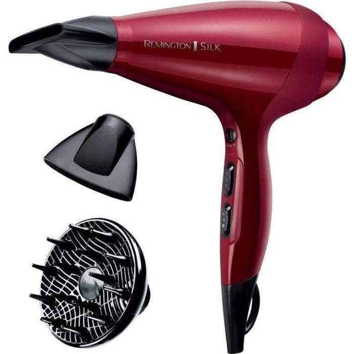 Sèche-Cheveux Remington AC9096 Silk Ionique Grille Céramique Protéine de Soie, Moteur AC Professionnel, Fonction turbo 2400W