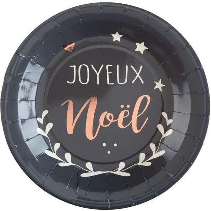Assiette joyeux noël grise (x10) R/5926 Matière carton