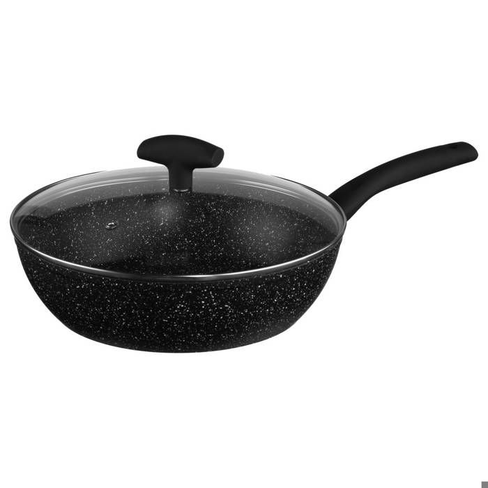 Sauteuse + couvercle aluminium forgé revêtement pierre 28 cm