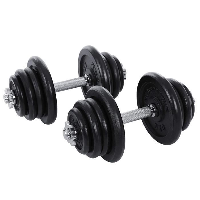 SONGMICS Lot de 2 haltères Courts en Fonte 50 kg (2 x 25 kg) Musculation SYL50BS