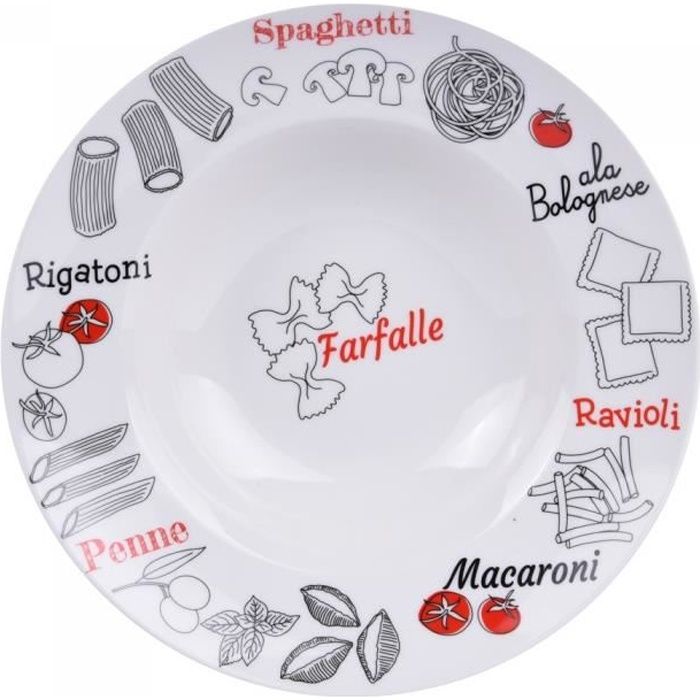 Assiette à pâtes farfalle 27 cm (lot de 6) - Table Passion NEURE Blanc