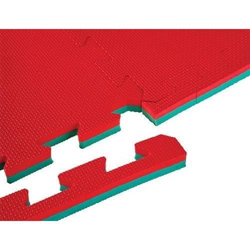 TUNTURI Tapis à pièces de puzzle - Epaisseur 2 cm - S’utilise des deux côtés - Rouge/Vert