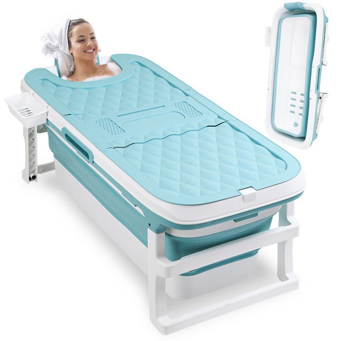 Baignoire Bébé EULENKE Pliable 0-6 Ans - Thermomètre Intégré - Filet De Bain Inclus - 50L - Verte