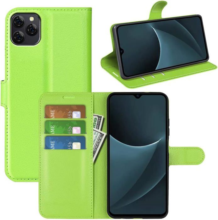 Coque Portefeuille Pour Blackview Shark 6 - Cuir Synthétique, Rabat Magnétique, Support Intégré Et Emplacements Cartes - Marron