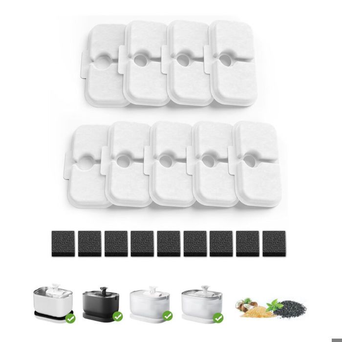 Comparer les prix de Lot of 9 filtres de rechange pour fontaine chat avec ponges pr-filtrantes compatibles avec fontaine couleurs multiples YYV