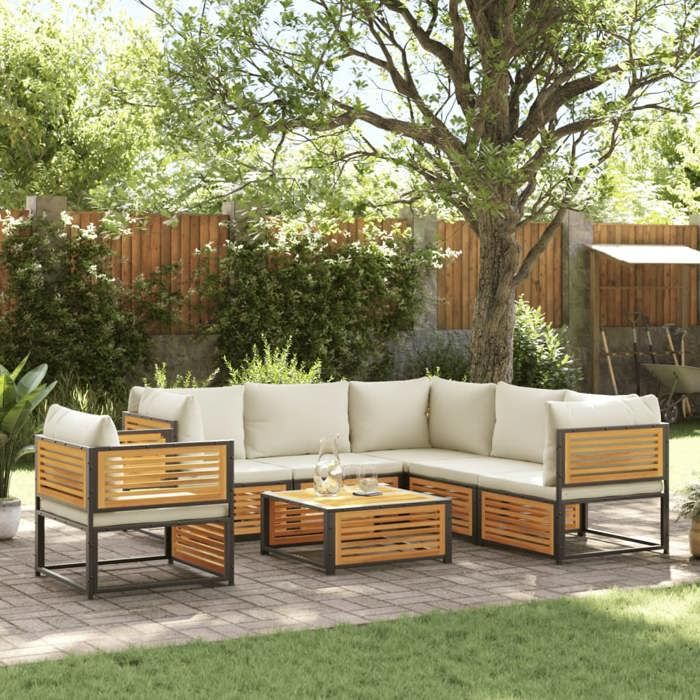 VidaXL Salon de jardin 7 pcs Bois d'acacia