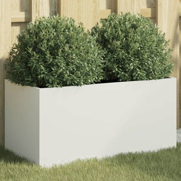 vidaXL Jardinière Bac à Fleurs Pot de Plantes Boîte à Fleurs Jardinière Surélevée de Jardin Patio Terrasse Blanc 841590