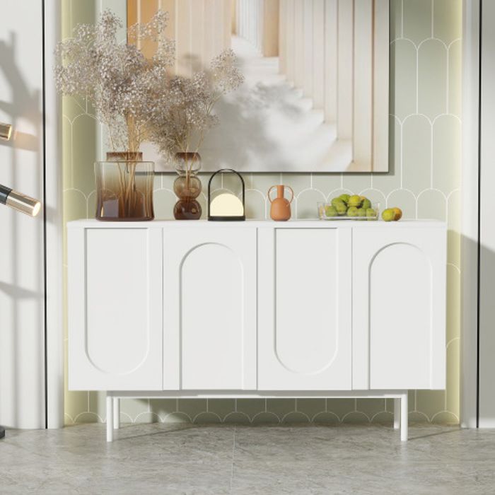 Buffet moderne minimaliste blanc pur avec 4 portes en arc - SWEIKO - Blanc Buffet moderne minimaliste blanc pur avec 4 portes en arc - SWEIKO - Blanc