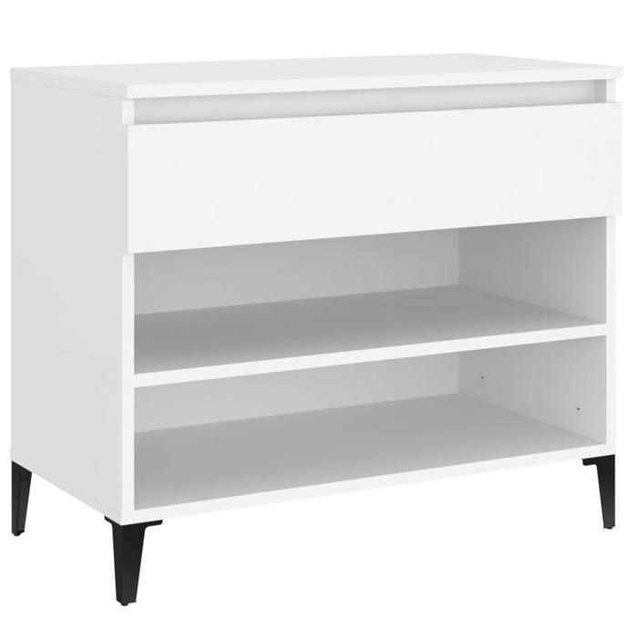 Bonne qualité - Armoire à chaussures - BONNIE - Commode à chaussures Blanc 70x36x60cm - Bois dingénierie - Meuble dentrée Coffre