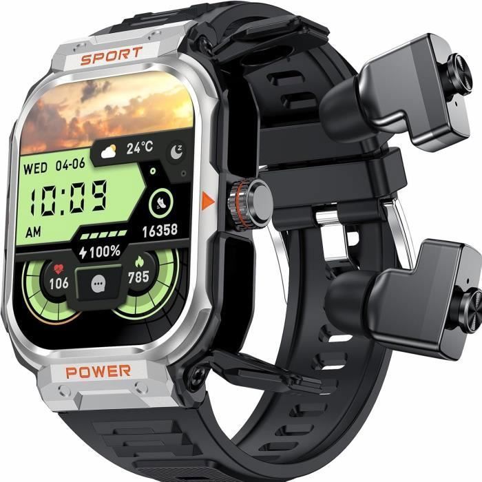 Montre Homme Connecte Militaire Sport Avec Ecouteurs Bluetooth Sans Fil Appel Clair Intgr Montre Tws Montre Sport MONTRE BLUETOOTH