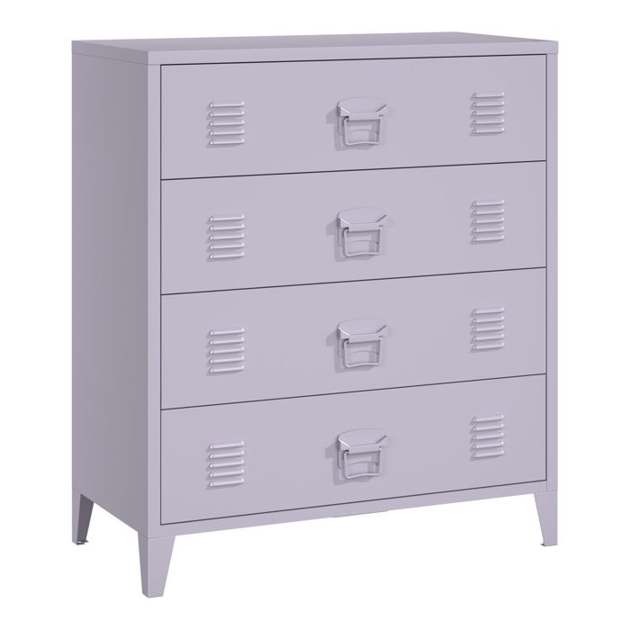 Commode métallique Hämeenlinna avec 4 tiroirs acier 92 x 80 x 40 cm violet