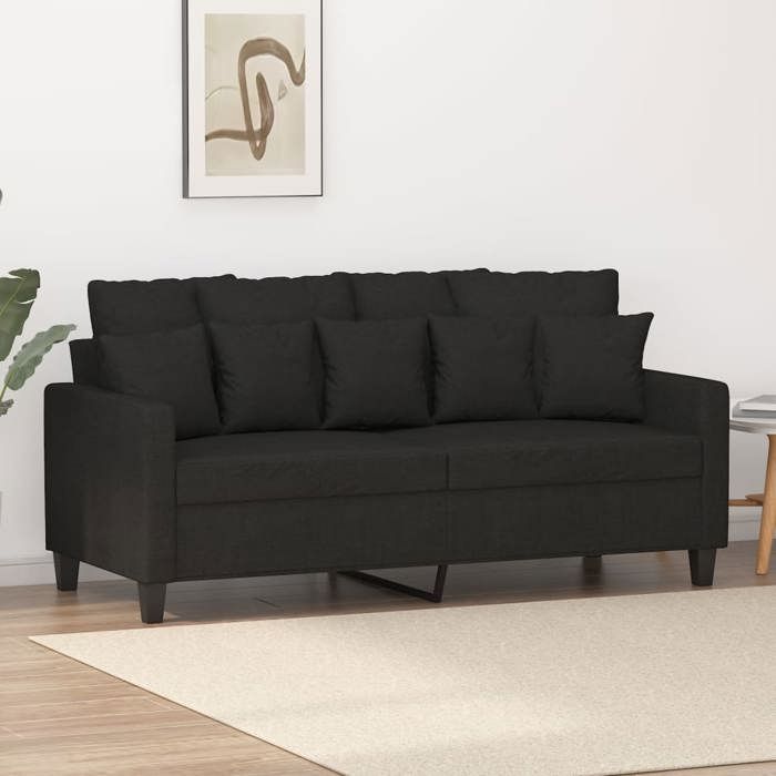 Noir Canapé 2 places - KEETHE - Sofa adulte/enfant - Noir 140 cm Tissu LL763