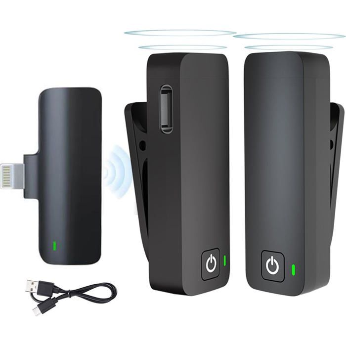 Micro Cravate Sans Fil Plug & Play Pour IPhone/iOS - Double Micro Réduction Bruit, Idéal Vlog, TikTok, YouTube, Interview & Live
