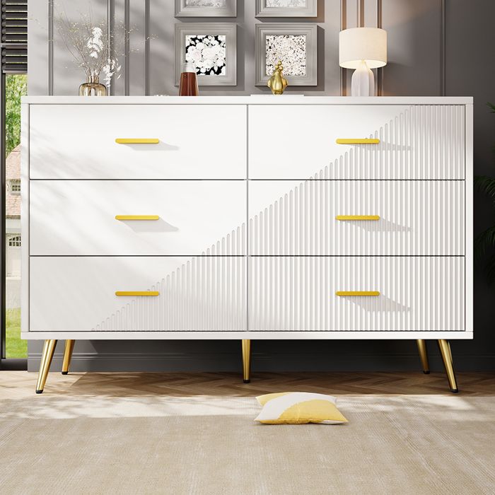 Commode 10 Tiroirs Avec étagère Suspendue Et Lumières LED - Meuble 2 En 1 Pour Chambre - Stations De Charge Intégrées